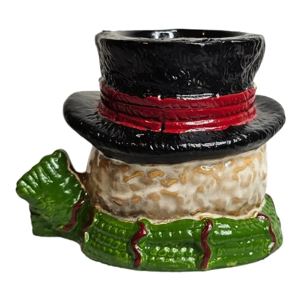 Yankee Candle Ceramic Stoneware Snowman w/ Top Hat Tealight Votive Holder 2012